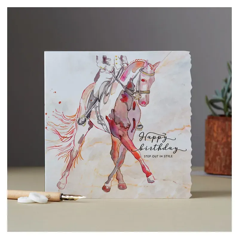 Deckled Edge Fanciful Dolomite Card Dressage Horse