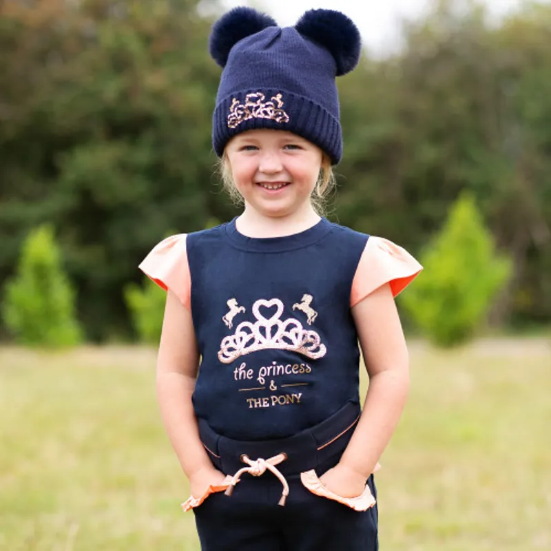 Little Rider Princess and the Pony Bobble Hat in Navy-1