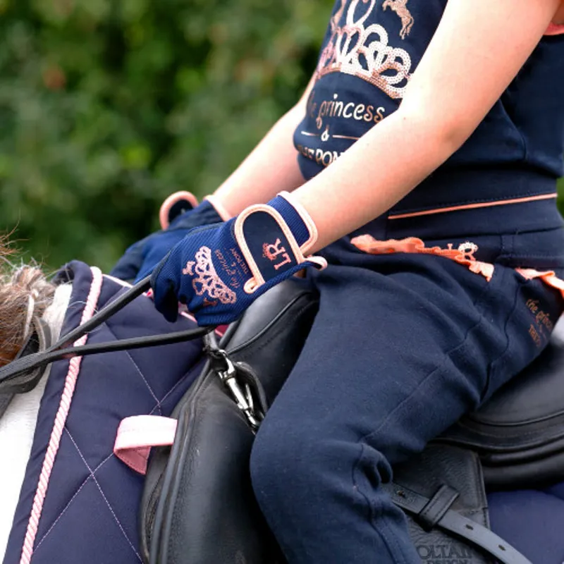 Little Rider Princess Riding Gloves Kids in Navy/Peach - WEB EXCLUSIVE-2