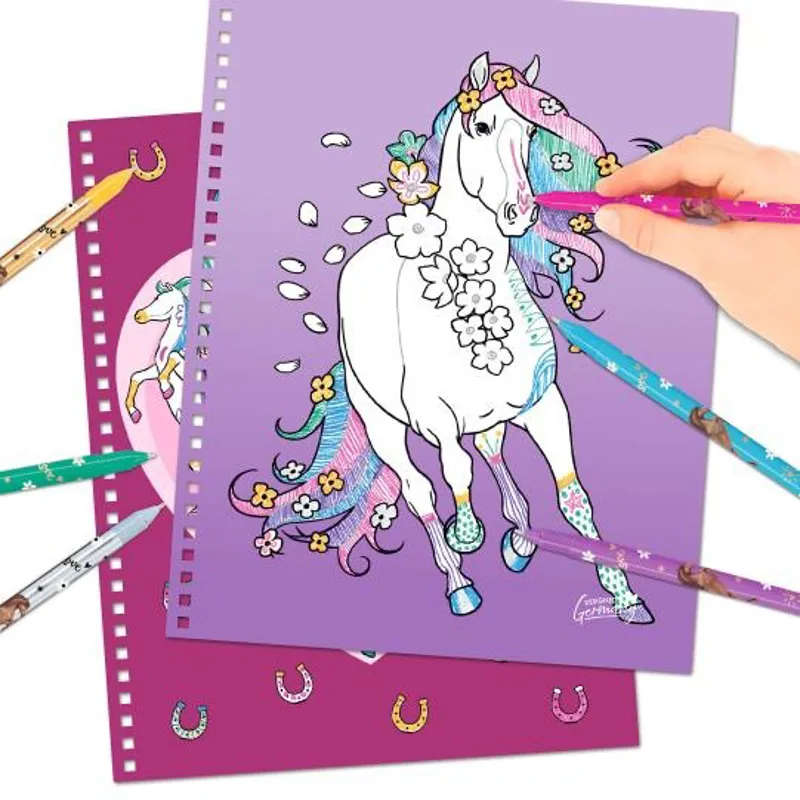Miss Melody Create Your Glitter Horses Colouring Book-2