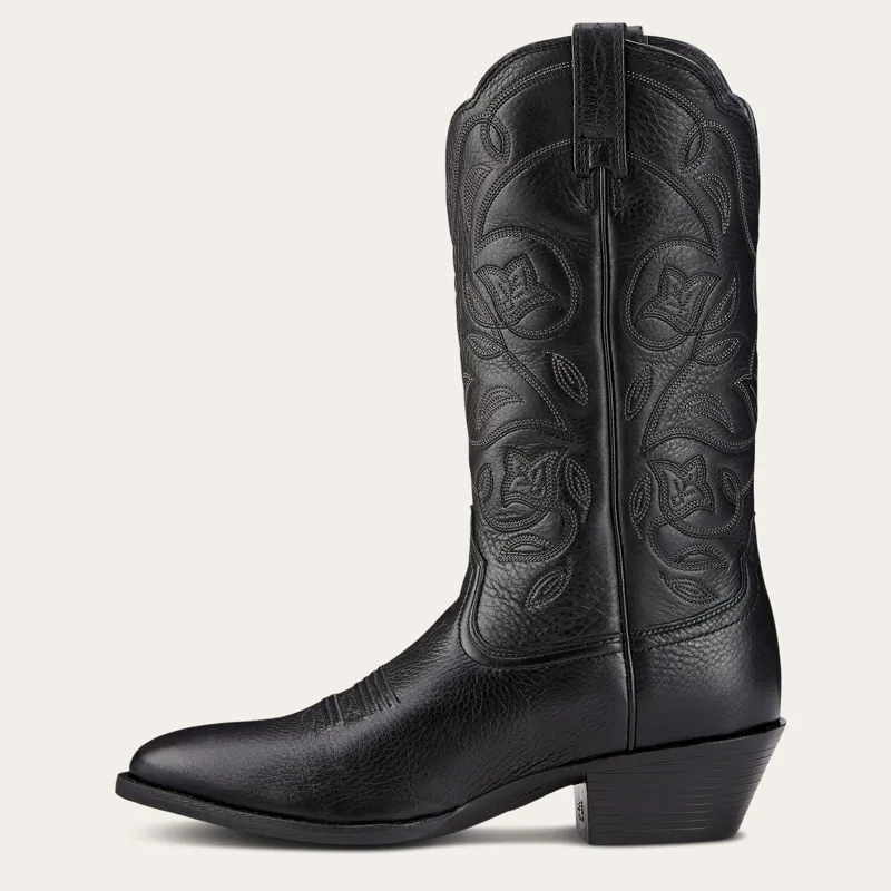Ariat Heritage R Toe Western Boots Ladies in Black Deertan-2