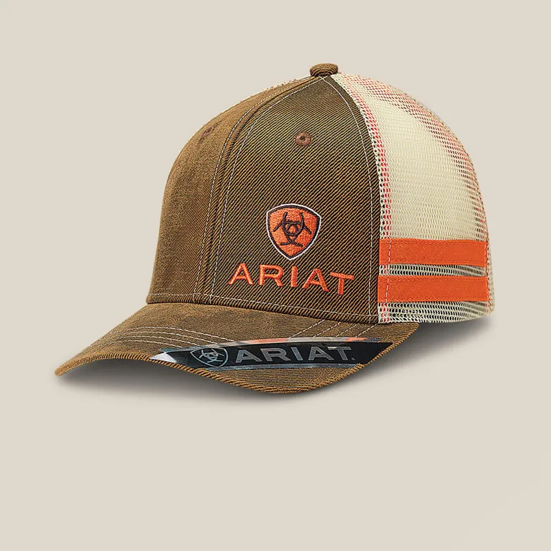 Ariat Structured Logo Trucker Cap in Oilskin Brown