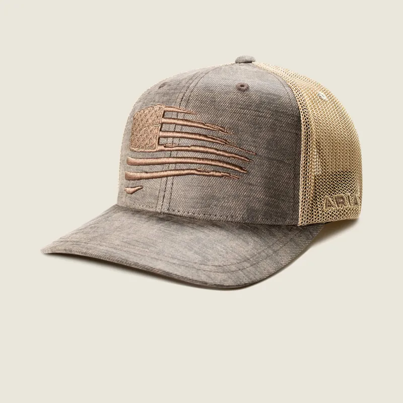 Ariat Patriot Flag Trucker Cap Mens in Brown