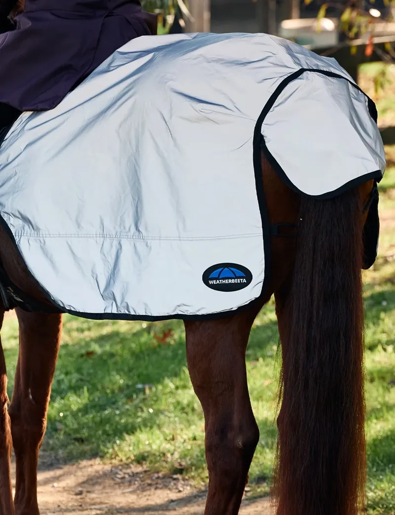 Weatherbeeta Reflective Wrap-Around Exercise Sheet in Silver and Black-2