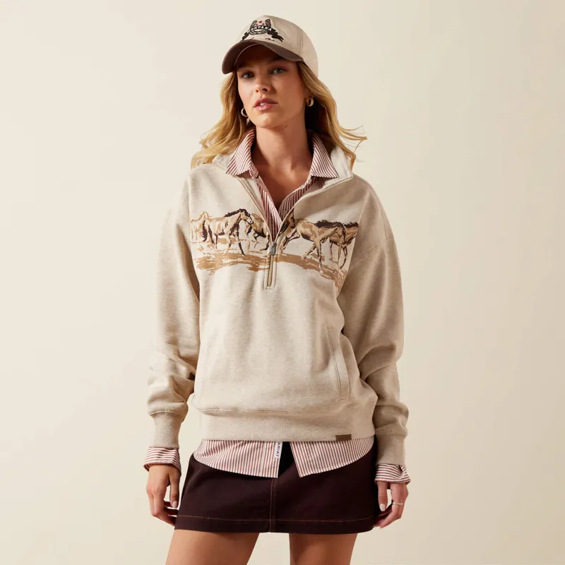 Ariat Running Wild Sweatshirt Ladies in Oatmeal Heather