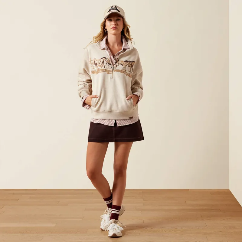 Ariat Running Wild Sweatshirt Ladies in Oatmeal Heather-3