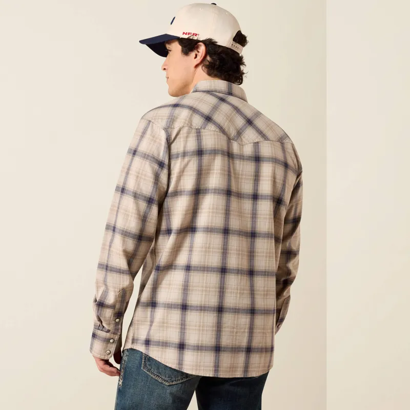 Ariat Retro Hudde Fitted Western Snap Shirt Mens in Peyote Plaid-2