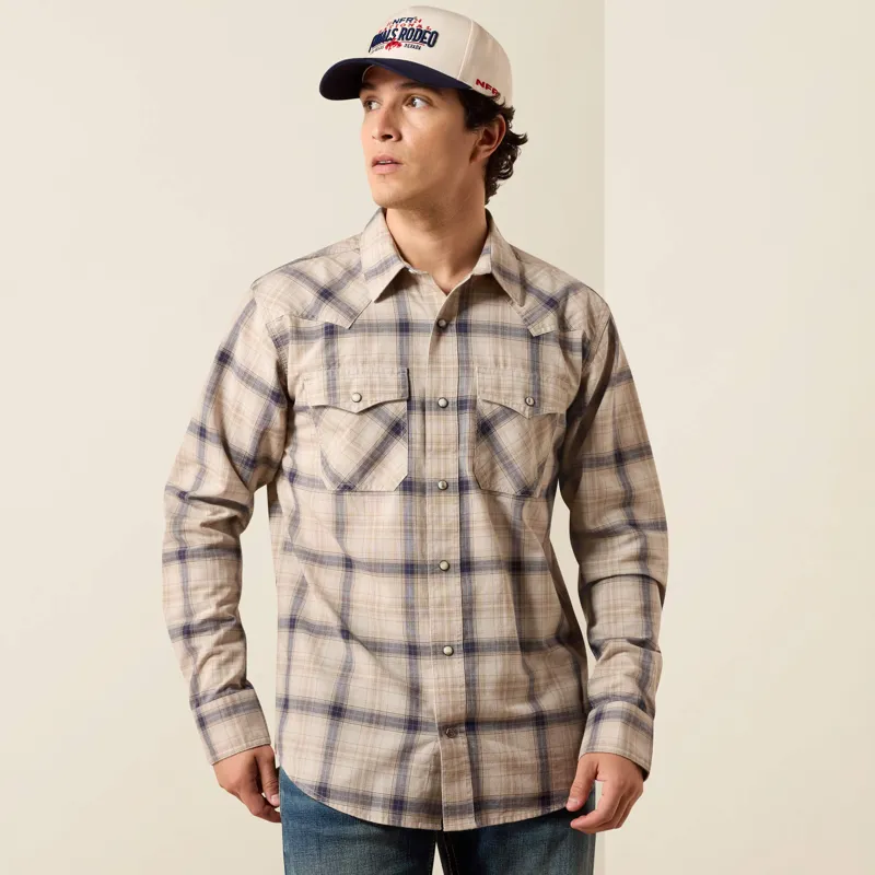 Ariat Retro Hudde Fitted Western Snap Shirt Mens in Peyote Plaid
