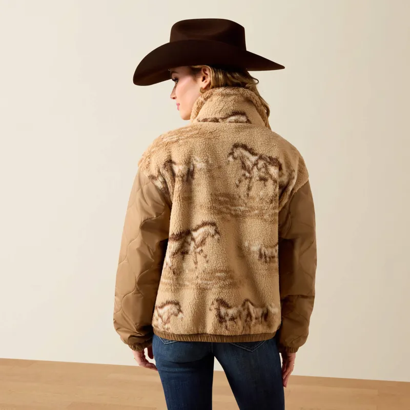 Ariat Sherpa Blocked Jacket Ladies in Wild Horses Print-3
