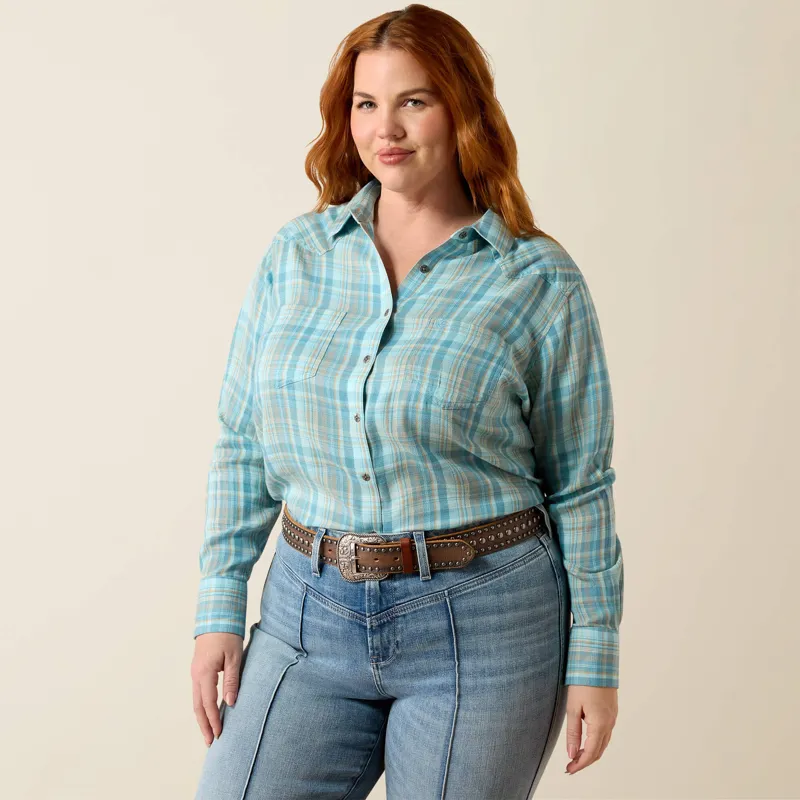 Ariat Billie Jean Western Shirt Ladies in Adriatic Plaid-4