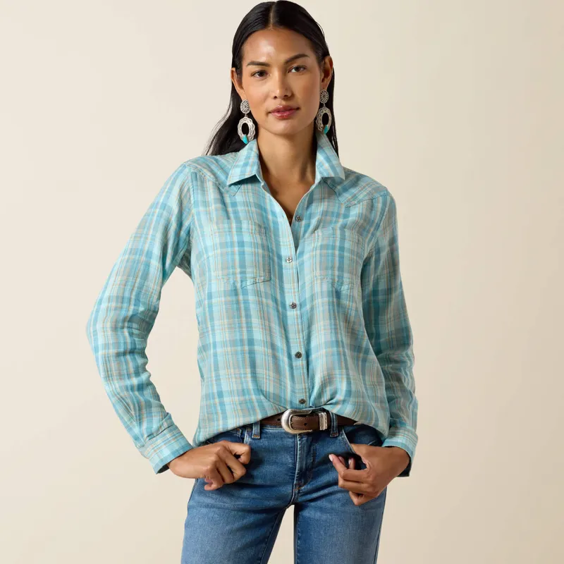 Ariat Billie Jean Western Shirt Ladies in Adriatic Plaid