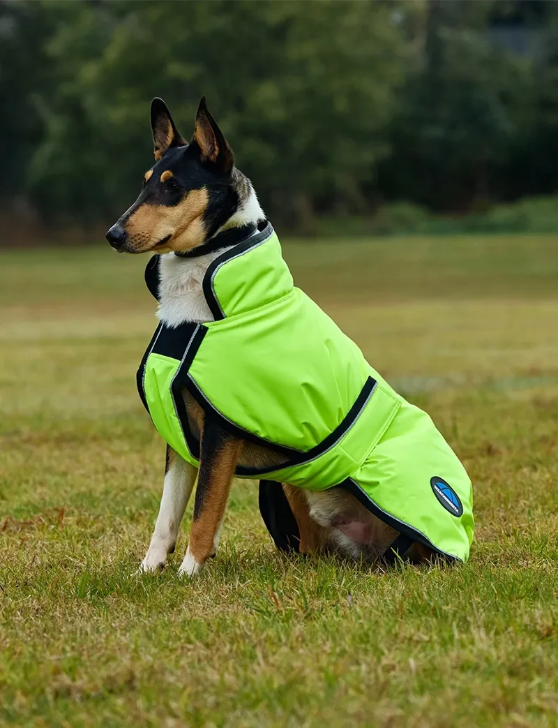 WeatherBeeta ComFiTec Reflective Showerproof Dog Coat in Yellow-3