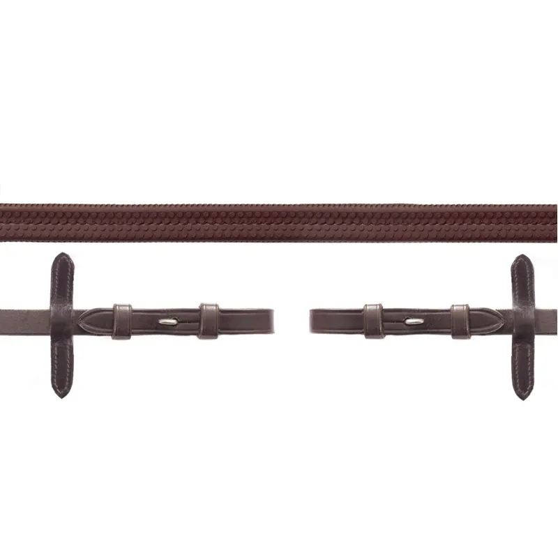 Schockemohle Rubber Reins with Billets in Brown-2