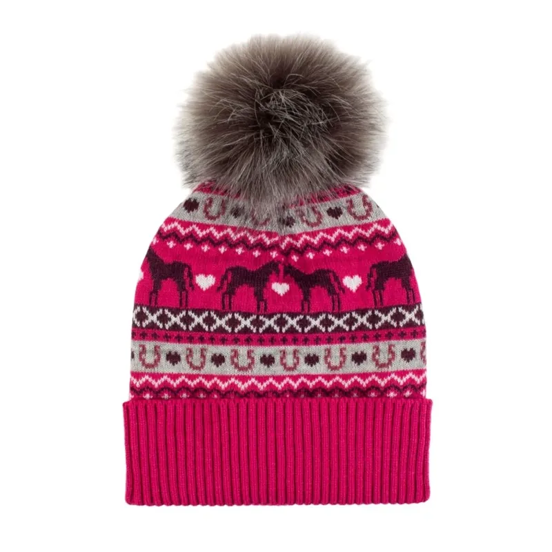 Platinum Malmo Bobble Hat in Pink and Navy