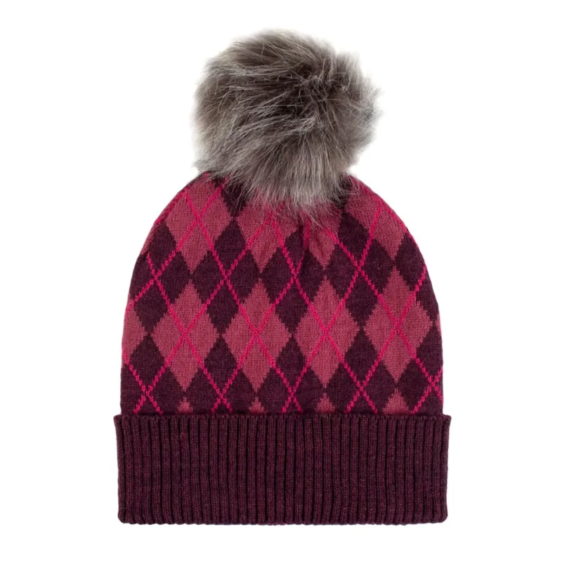 Platinum Norden Ladies Knitted Pom Hat in Pink and Burgundy