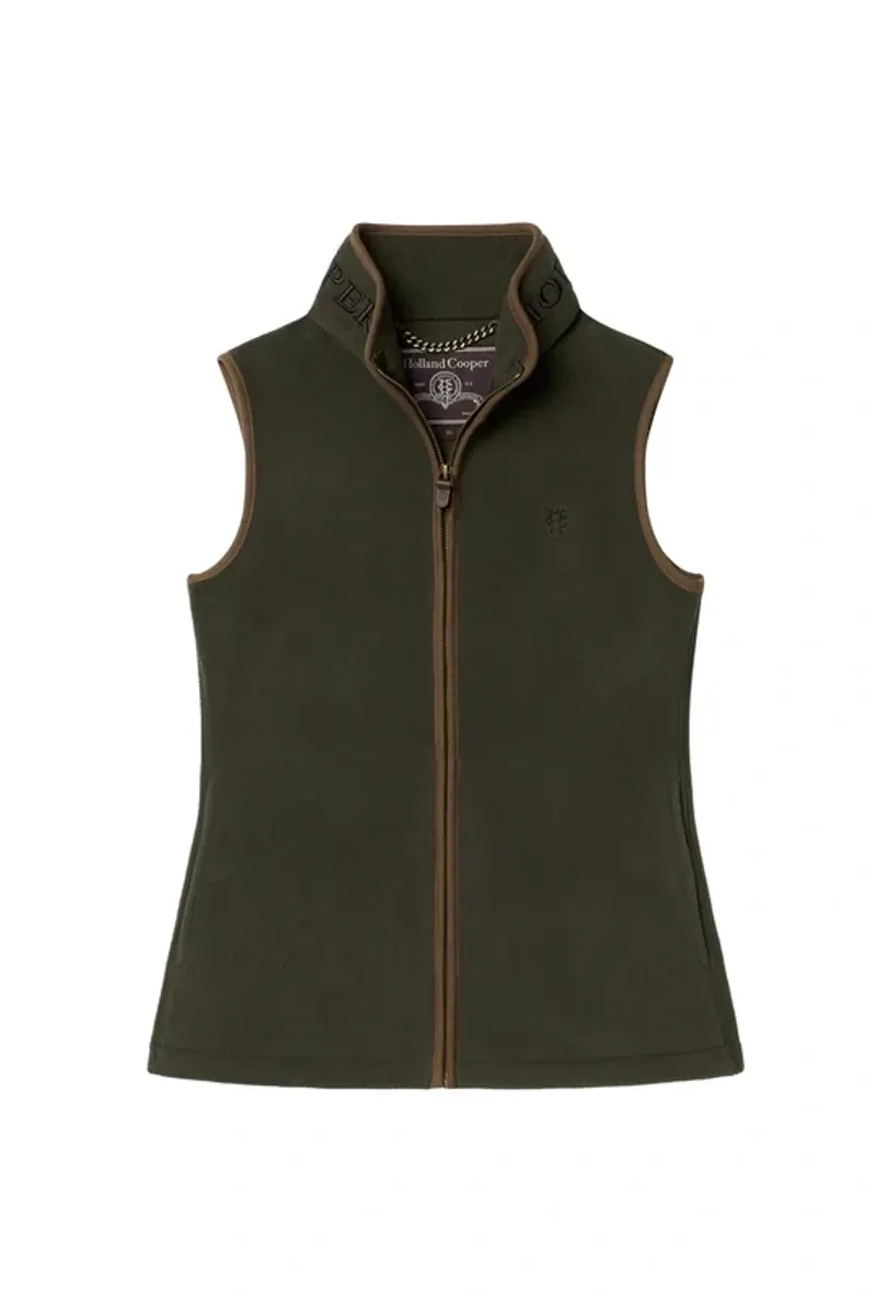 Holland Cooper Country Fleece Gilet Ladies in Khaki Canvas-4