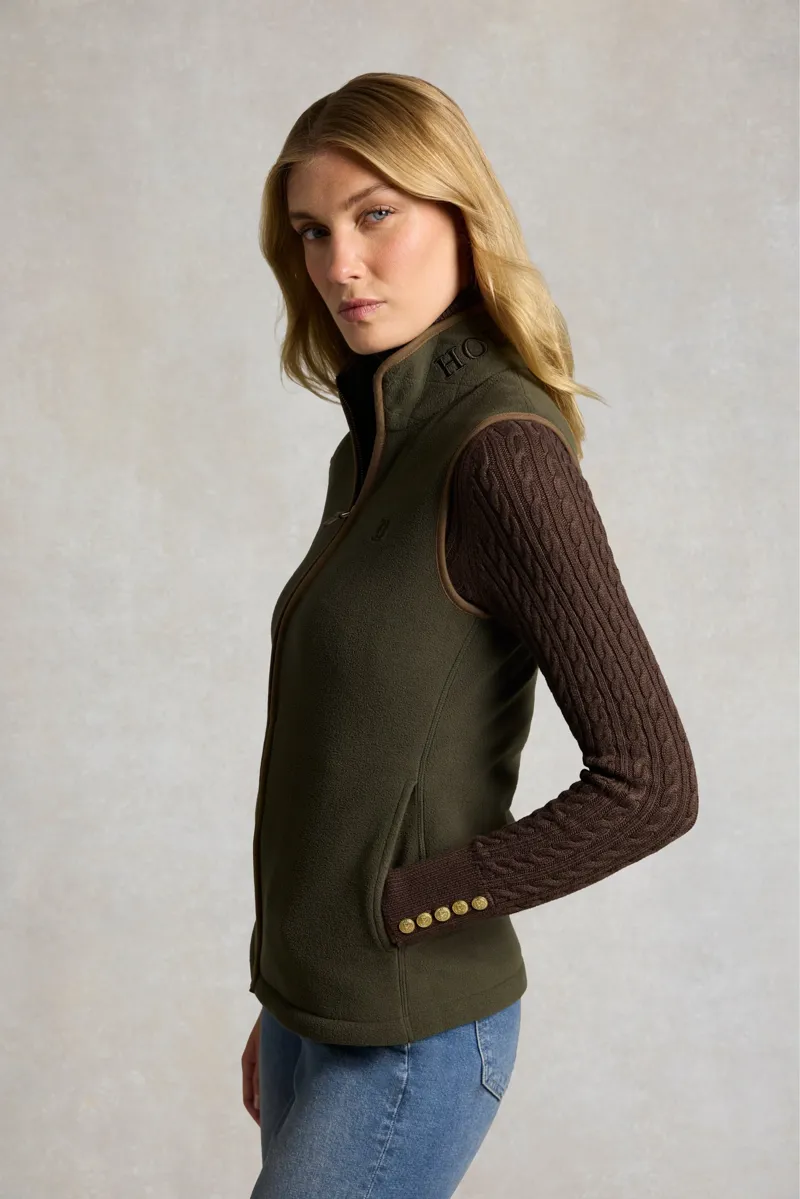 Holland Cooper Country Fleece Gilet Ladies in Khaki Canvas-2