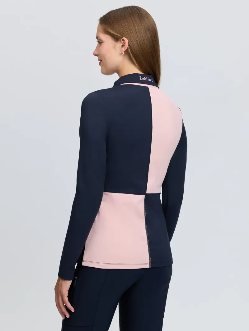 LeMieux Harlequin Rugby Base Layer Ladies in Petal and Navy-5