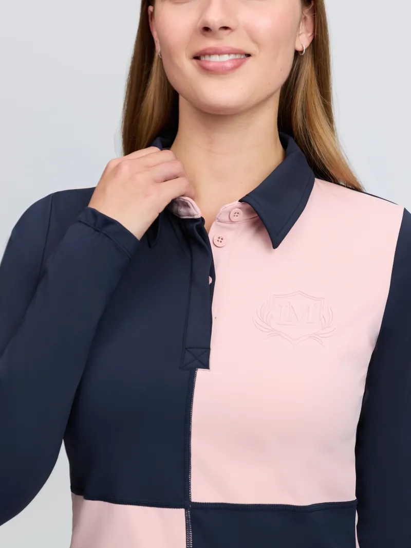 LeMieux Harlequin Rugby Base Layer Ladies in Petal and Navy-1