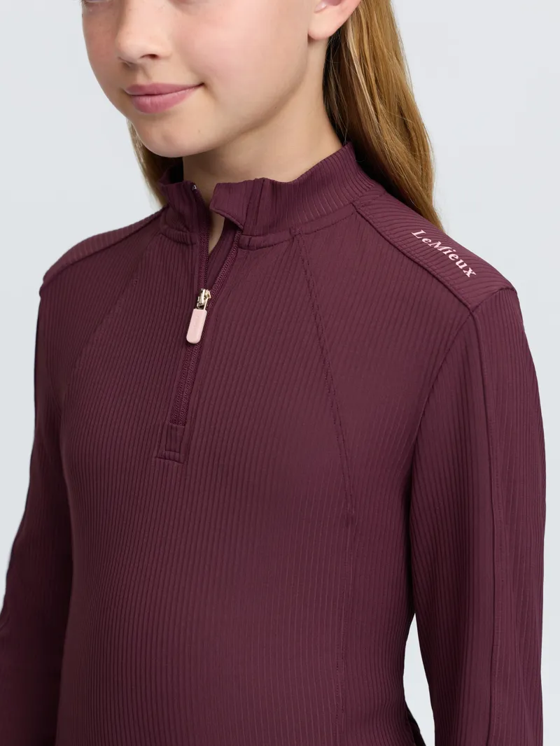 LeMieux Raye Ribbed Base Layer Young Rider in Bramble-2