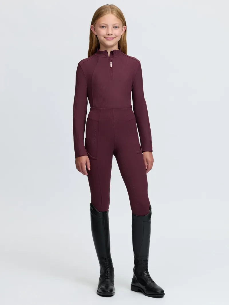 LeMieux Raye Ribbed Base Layer Young Rider in Bramble-1