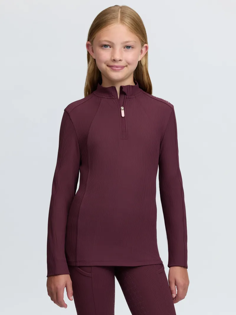 LeMieux Raye Ribbed Base Layer Young Rider in Bramble