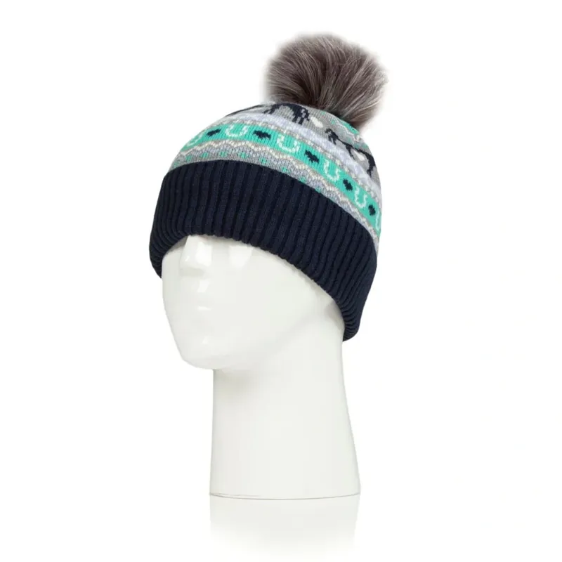 Platinum Malmo Bobble Hat in Navy and Grey-1