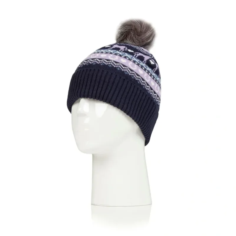 Malmo Bobble Hat Purple and Navy-1