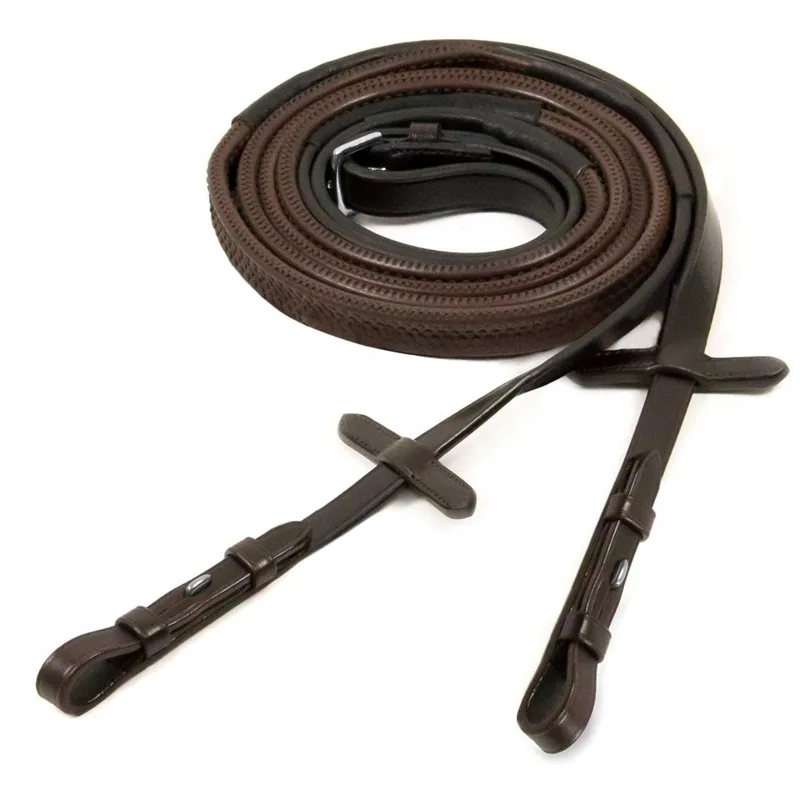 Schockemohle Rubber Reins with Billets in Brown