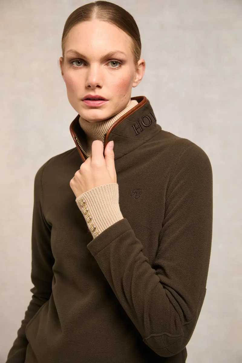 Holland Cooper Country Fleece Quarter Zip Ladies in Khaki-1