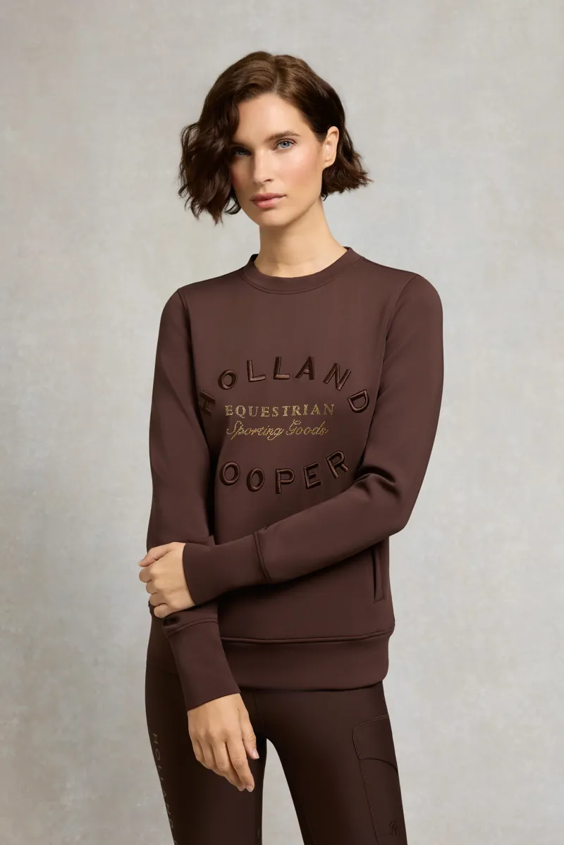Holland Cooper Crystal Crew Neck Sweat Ladies in Walnut