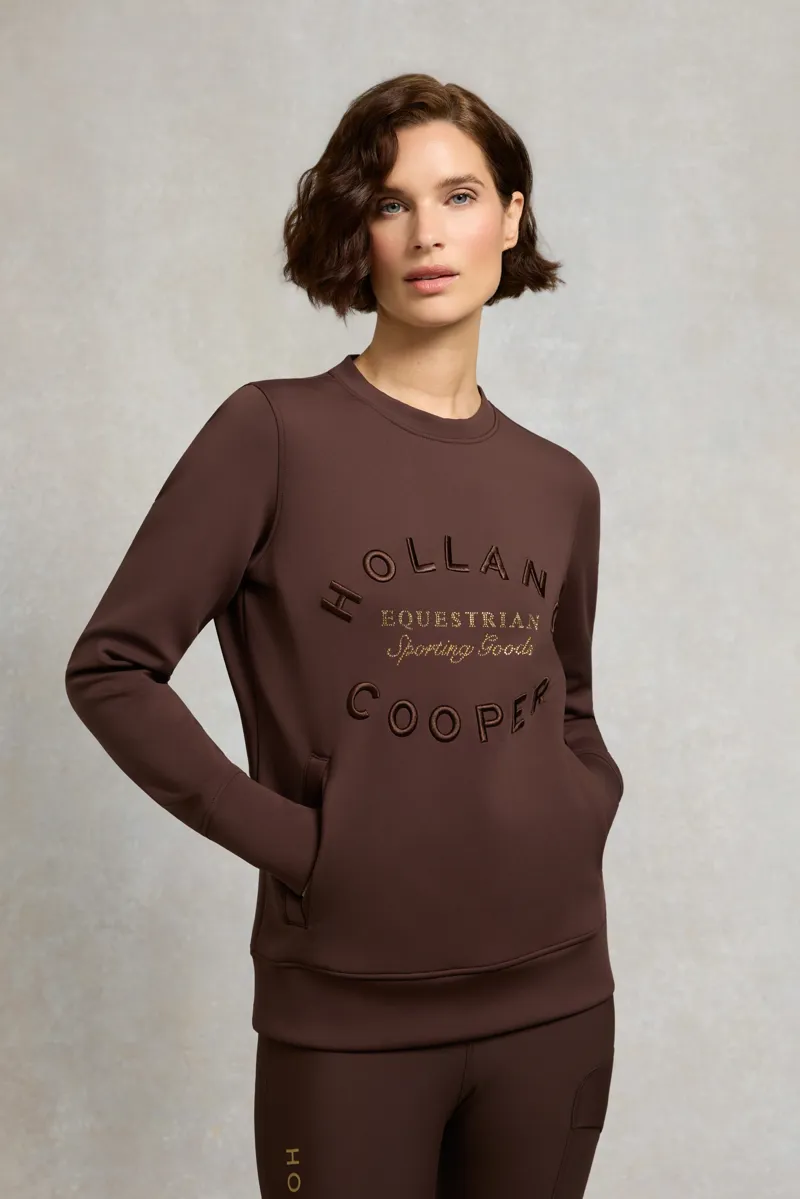 Holland Cooper Crystal Crew Neck Sweat Ladies in Walnut-2