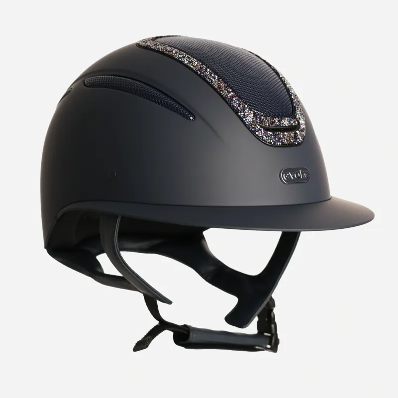 Evoke Elara Wide Peak Riding Helmet in Navy with Navy Crystal-2