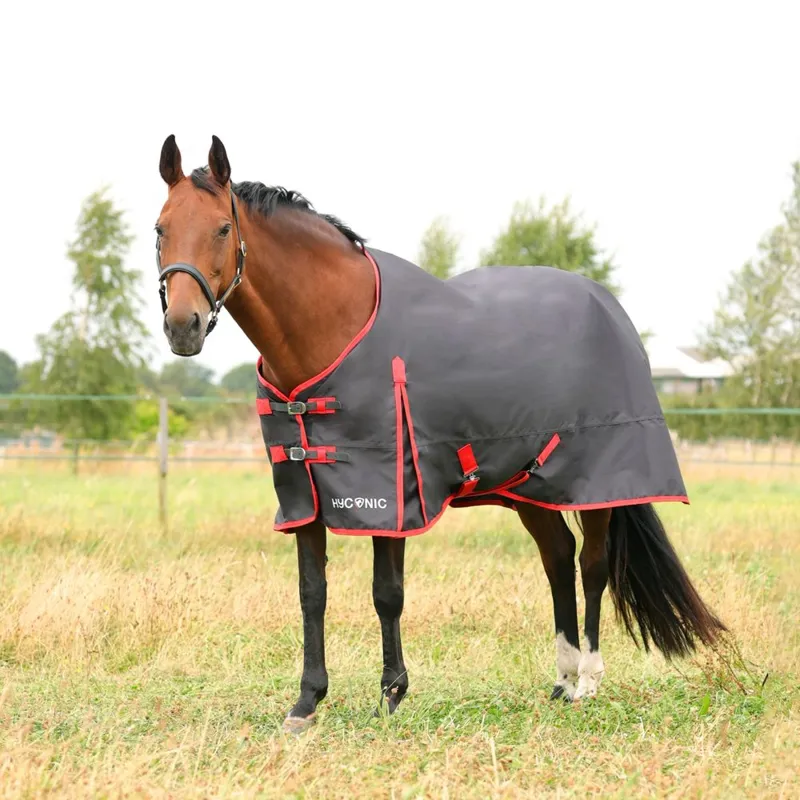 HyCONIC 0g Turnout Rug in Charcoal and Red
