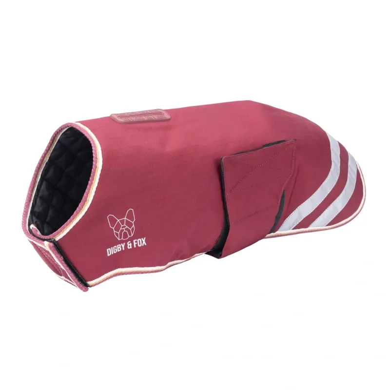 Digby and Fox Waterproof Dog Coat in Maroon-1