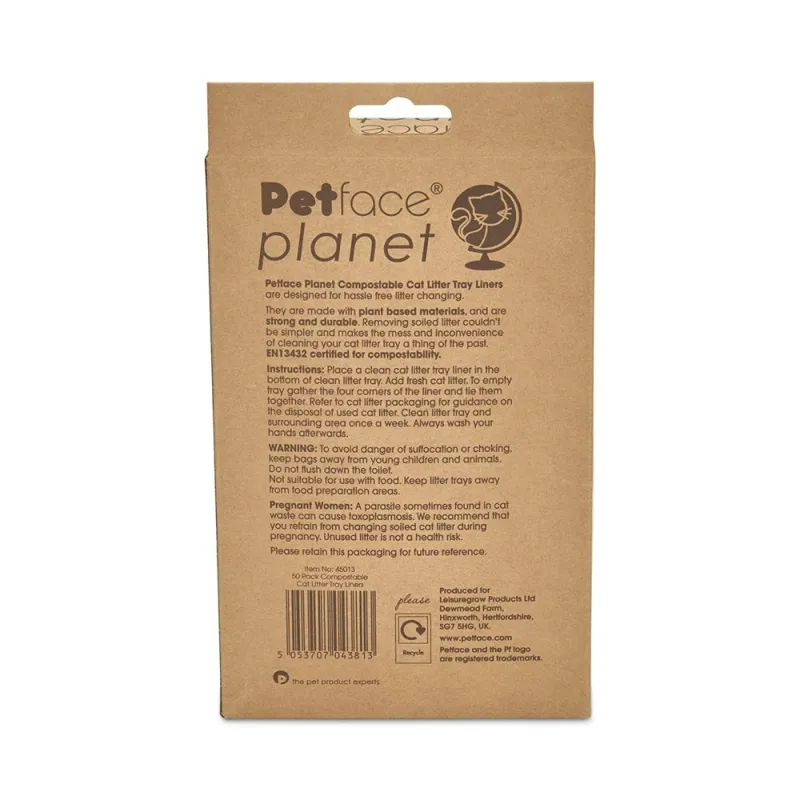 Petface Planet Cat Litter Tray Liners Pack of 50-1