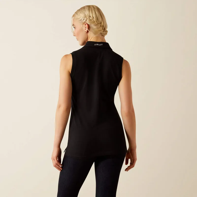 Ariat Prix 3.0 Sleeveless Polo Shirt Ladies in Black-3