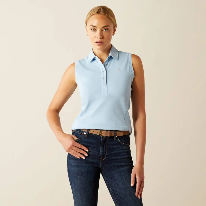 Ariat Prix 3.0 Sleeveless Polo Shirt Ladies in Bluebell