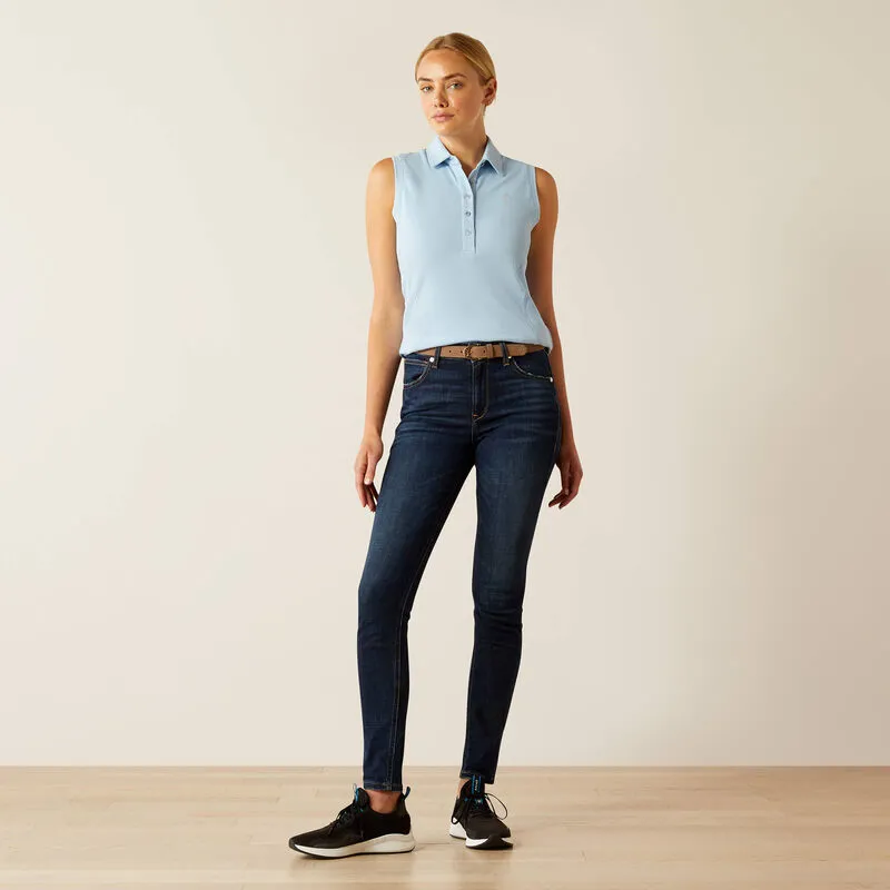 Ariat Prix 3.0 Sleeveless Polo Shirt Ladies in Bluebell-2