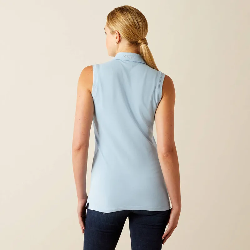 Ariat Prix 3.0 Sleeveless Polo Shirt Ladies in Bluebell-3