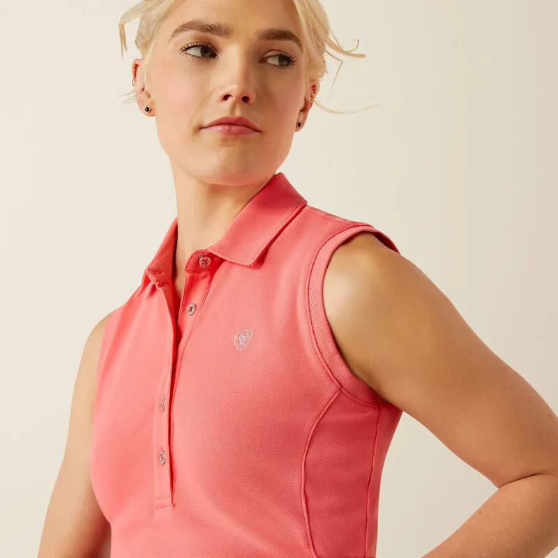 Ariat Prix 3.0 Sleeveless Polo Shirt Ladies in Coral Paradise-1