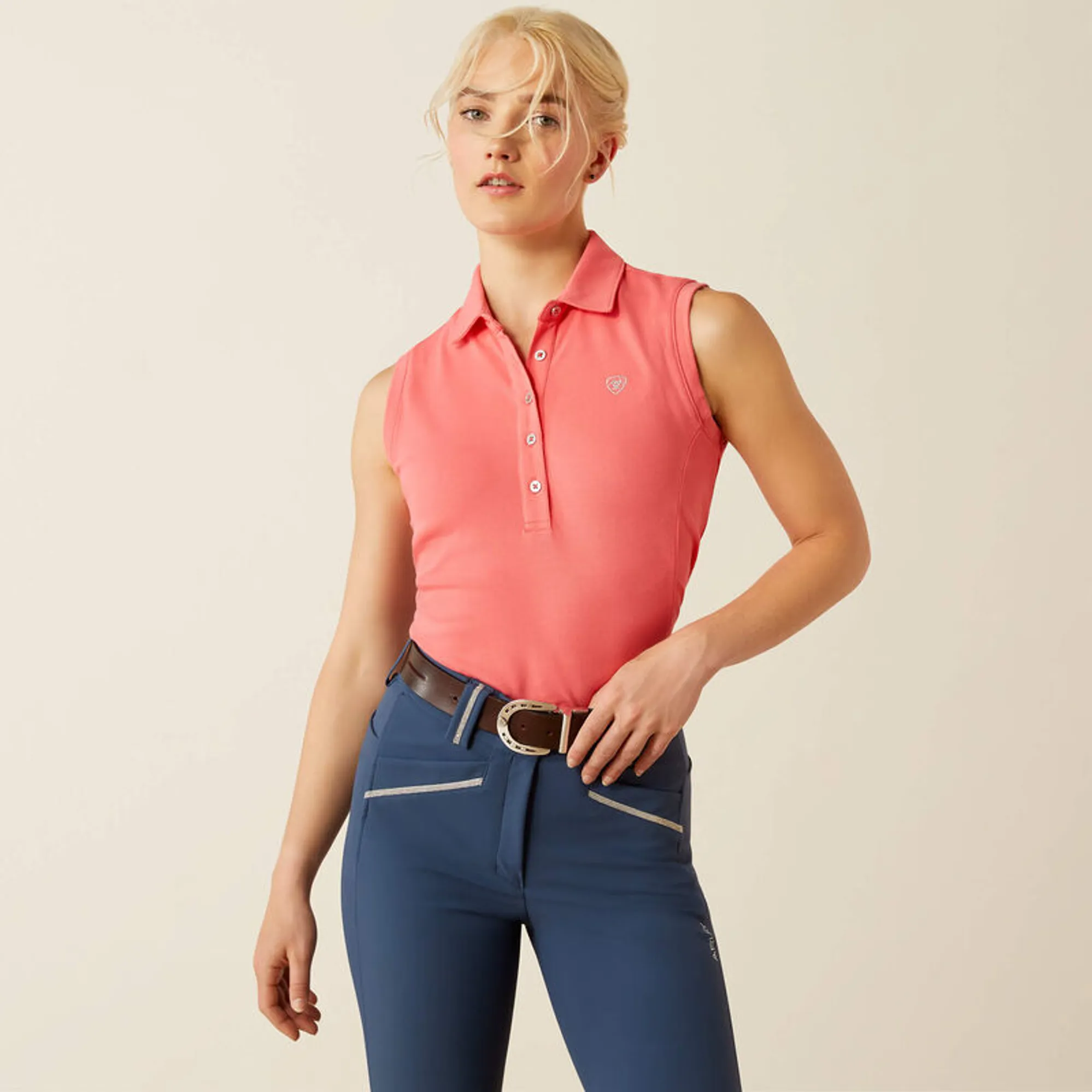 Ariat Prix Sleeveless Polo Shirt Ladies in Coral Paradise