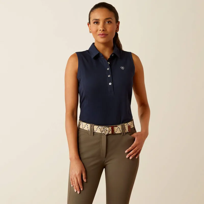 Ariat Prix 3.0 Sleeveless Polo Shirt Ladies in Navy Eclipse