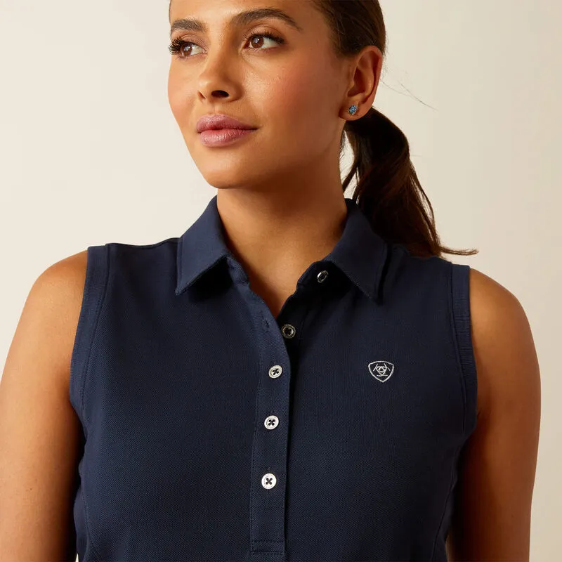 Ariat Prix 3.0 Sleeveless Polo Shirt Ladies in Navy Eclipse-1