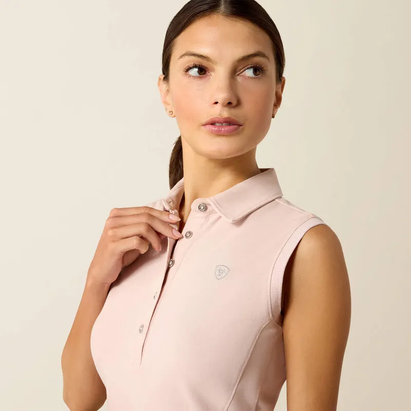 Ariat Prix 3.0 Sleeveless Polo Shirt Ladies in Sepia Rose-1