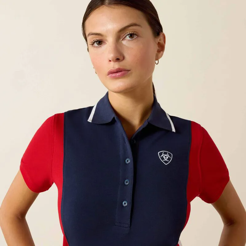 Ariat Taryn Polo Shirt Ladies in Navyt and Red-1