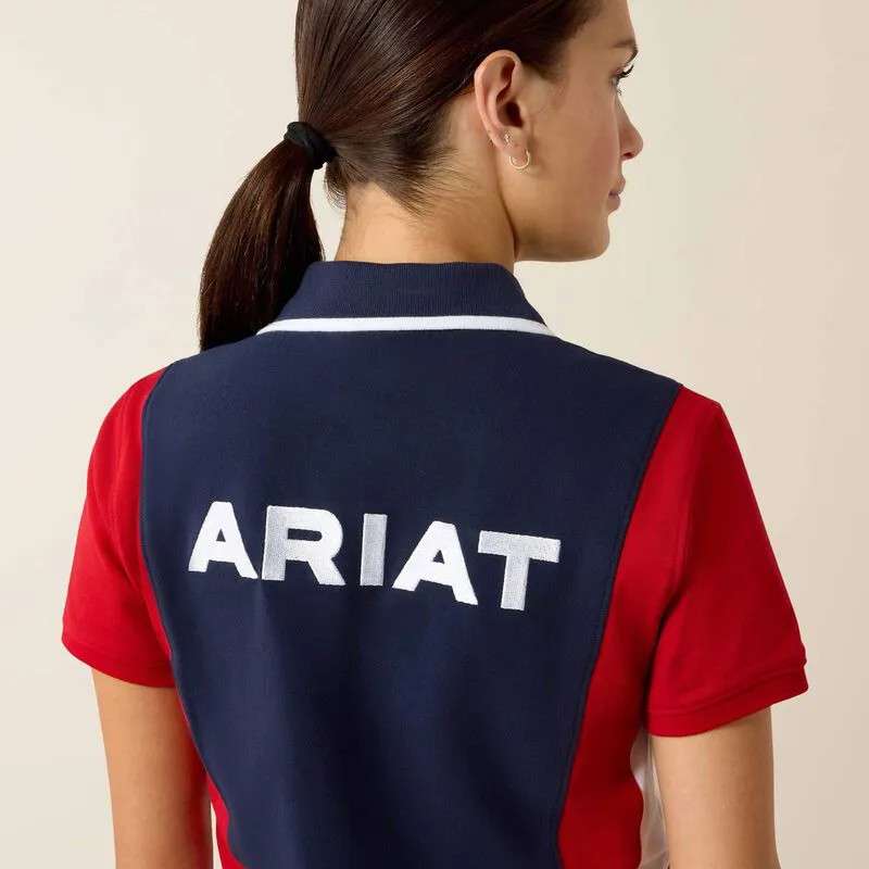 Ariat Taryn Polo Shirt Ladies in Navyt and Red-4
