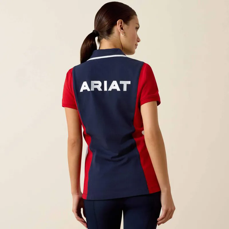 Ariat Taryn Polo Shirt Ladies in Navyt and Red-3
