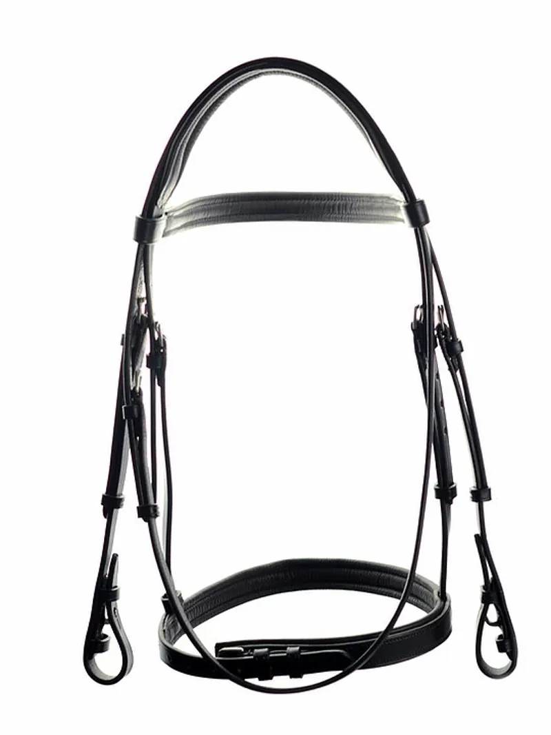Ascot by Dever Comfort Padded Show Bridle in Black-2