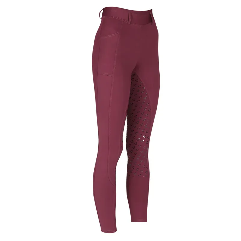 Aubrion Albany Riding Tights Kids in Black Cherry